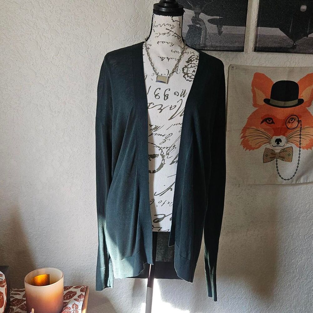 Silk Blend Green Cardigan Duster Small | Fall | Office